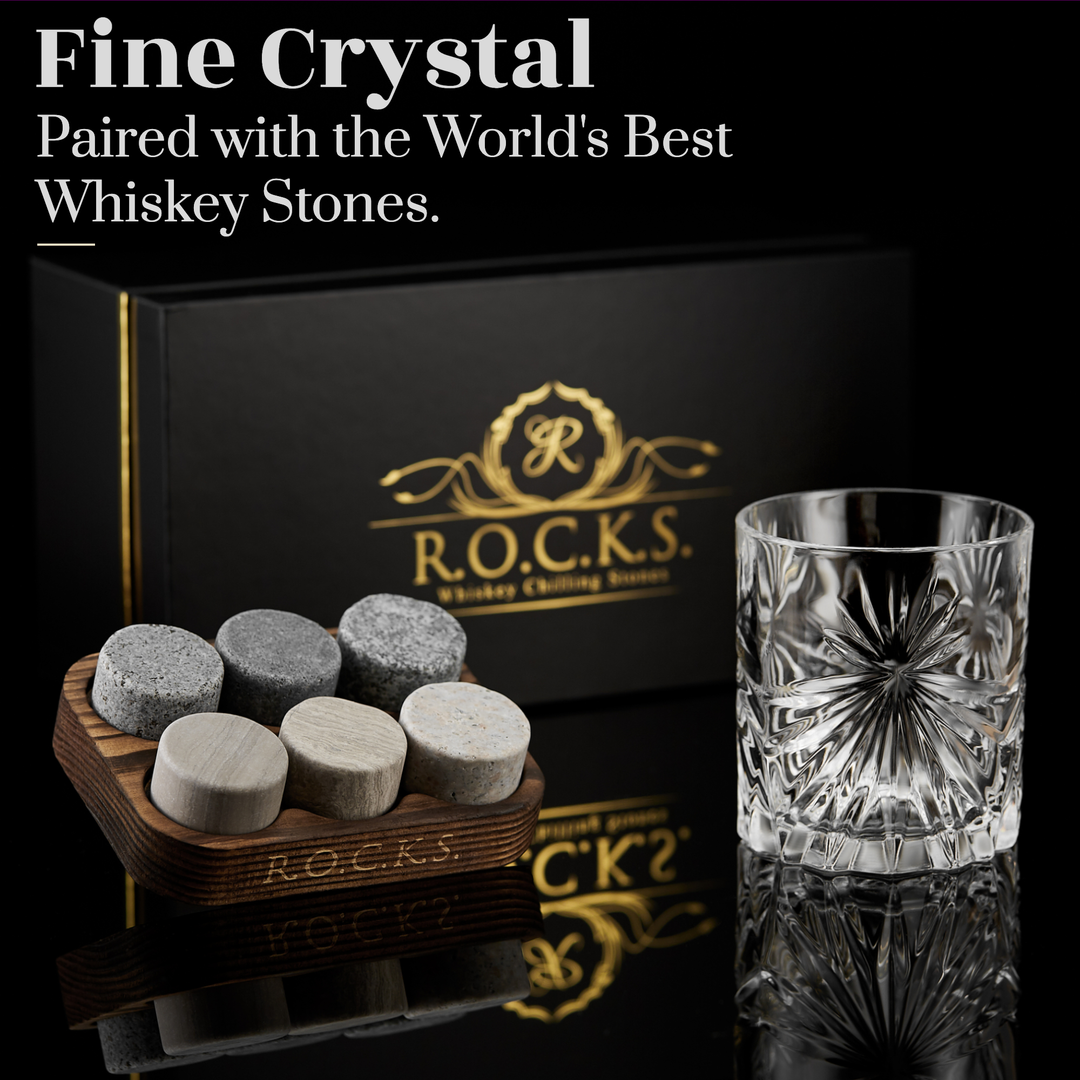 ROCKS Connoisseur-Set – Soleil Whiskyglas & Kühlsteine