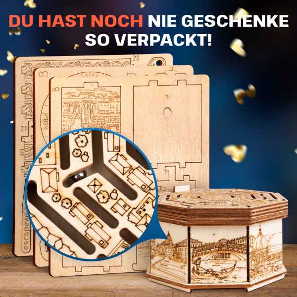 Escape Welt HOLZ SECRETBOX LABYRINTH - Escape Room Spiel - Rätsel