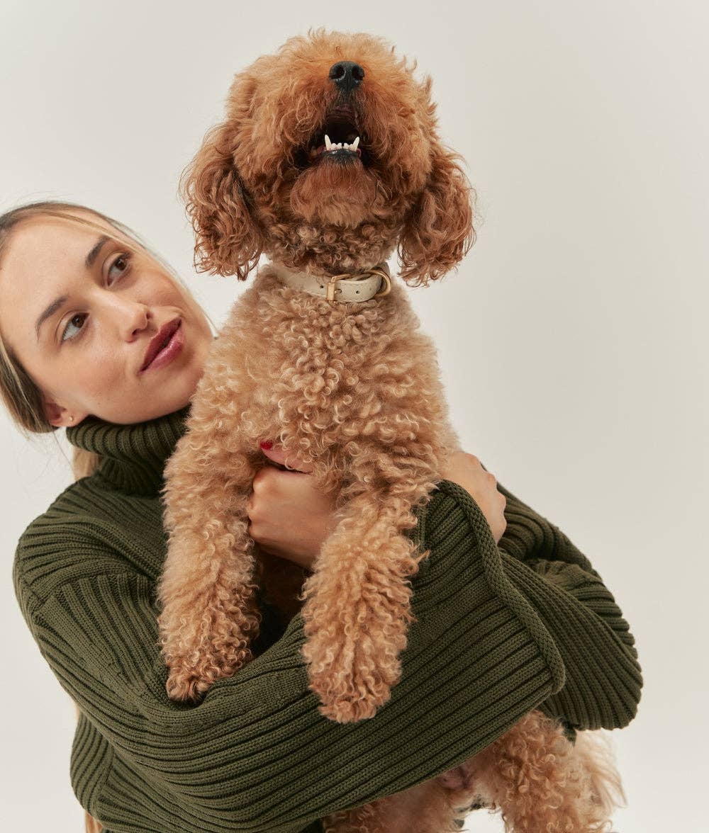 CAFIDE - Beiges Halsband aus veganem Lignify®-Leder, Jala