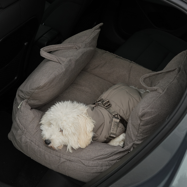 Staey „Lara“ Hund Autositz Taupe | 3-in-1 Hundebett