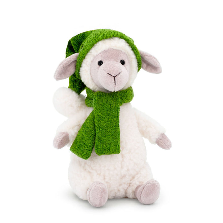 Kuscheltier Schaf Nicky mit grüner Mütze 20 cm