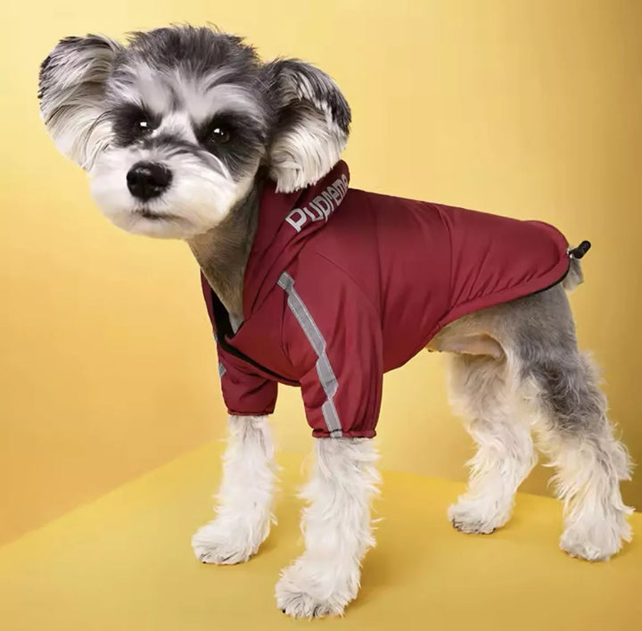 Wasserdichte warme Hundejacke mit Kapuze – reflektierender Wintermantel