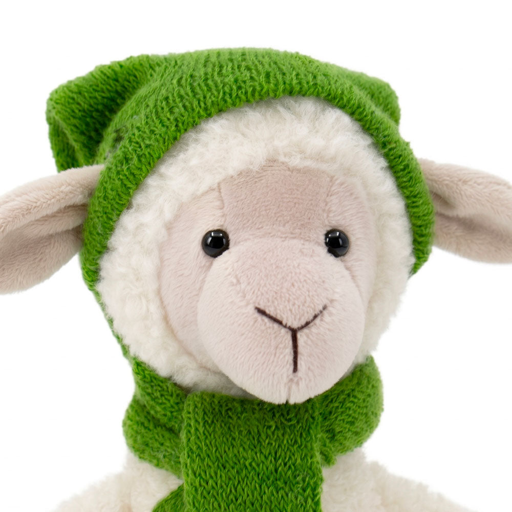 Kuscheltier Schaf Nicky mit grüner Mütze 20 cm