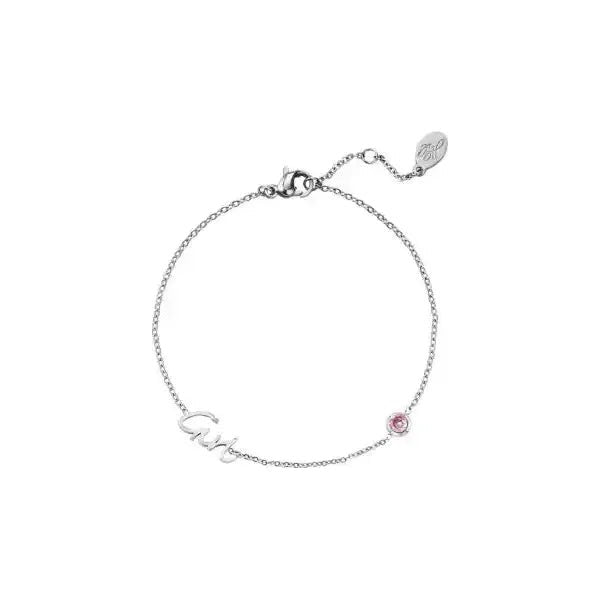 Armband "Geburtsstein" Rosa Zirkon in Silber - myshop-ffm