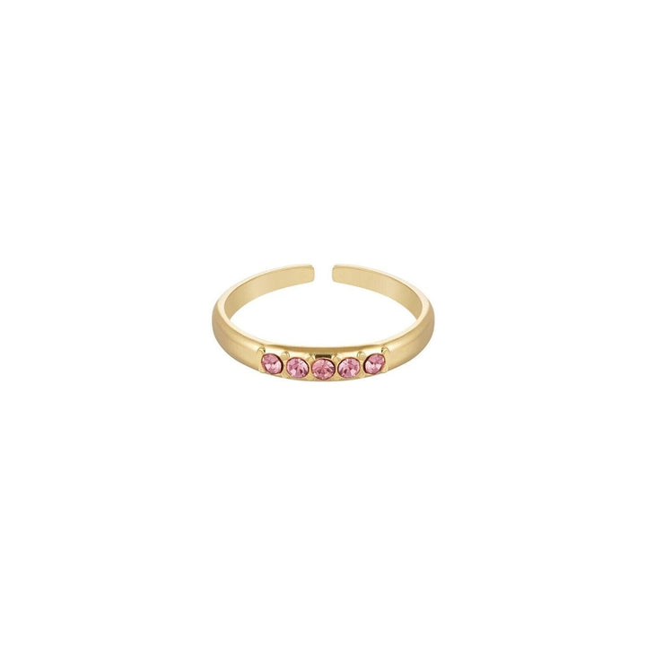 Eleganter Ring mit 5 Rosè oder Grünen Strass Steinen in Gold - myshop-ffm