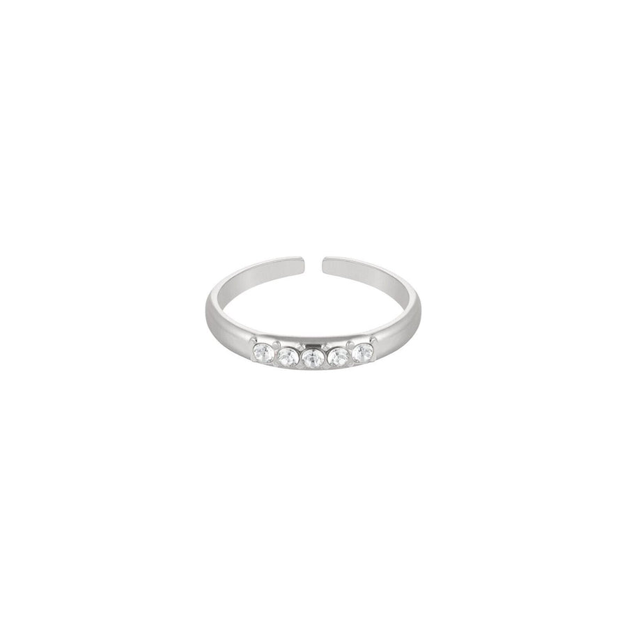 Eleganter Ring mit 5 Strass Steinen in Silber - myshop-ffm