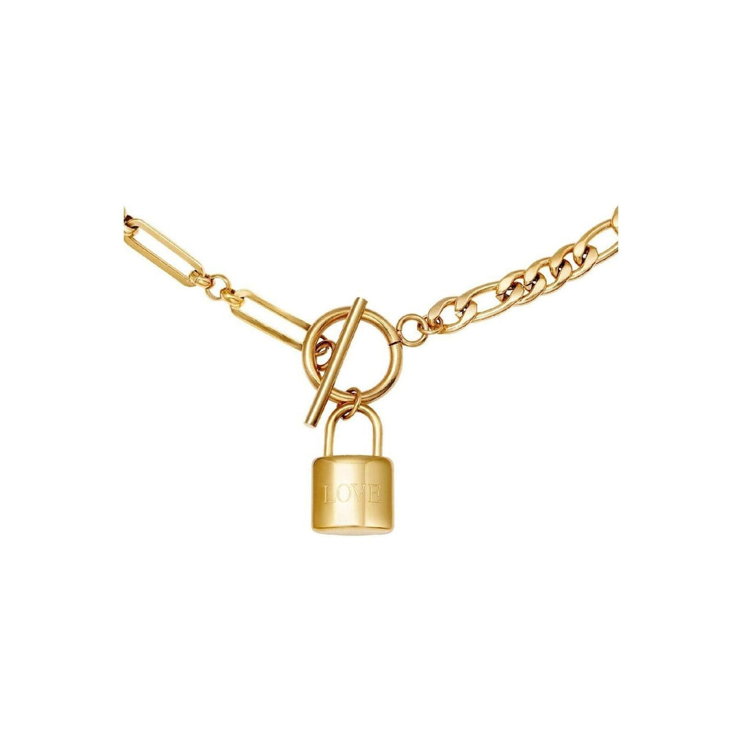 Halskette "Chain & Lock" in Gold - Länge 55 cm - myshop-ffm