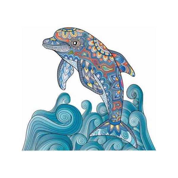 Mandala "The Dolphin" 2D Lege Puzzle Klassisches Puzzle Holz Puzzle - myshop-ffm