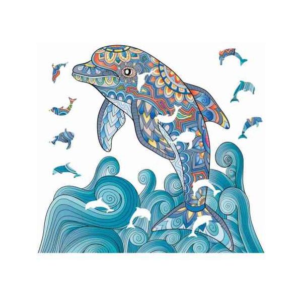 Mandala "The Dolphin" 2D Lege Puzzle Klassisches Puzzle Holz Puzzle - myshop-ffm