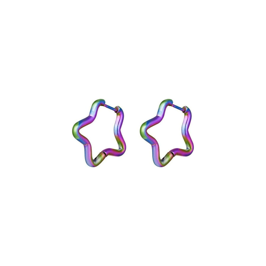 Ohrringe Stern-Multicolor holographisch Edelstahl Nickelfrei - myshop-ffm