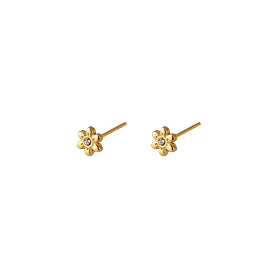 Ohrstecker "Blume mit Zirkon" in Gold oder Silber - myshop-ffm