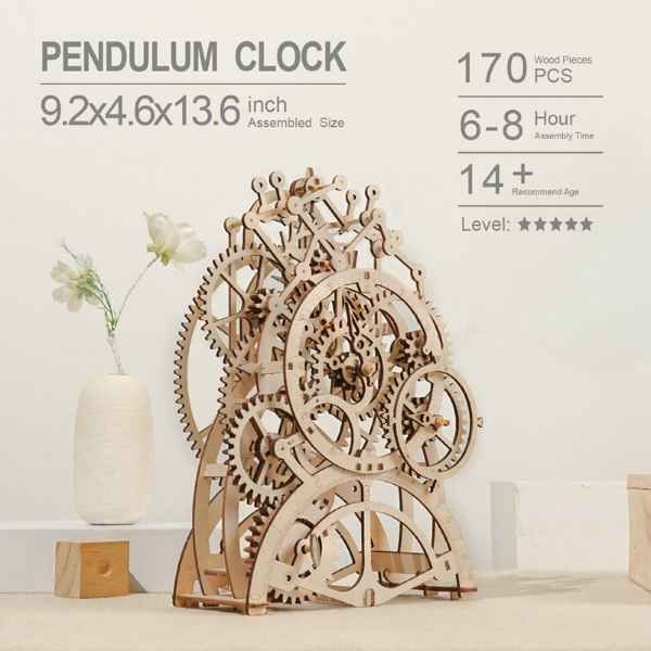 Uhr,  Robotime,  Pendeluhr,  Mechanisch,  3D Puzzles,  166 Teile